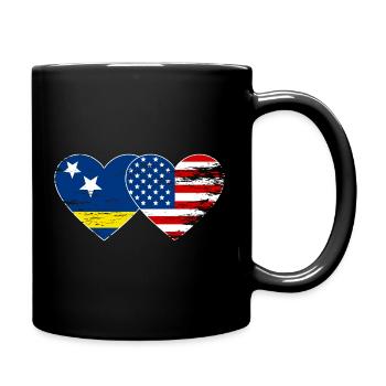 Cœur du drapeau des États-Unis de Curaçao utilisé - Mug uni - noir - Droite