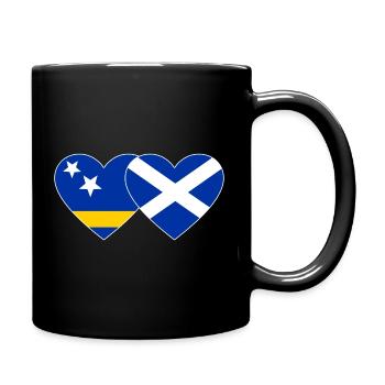 Curaçao Scotland flag heart used - Full Colour Mug - black - Right