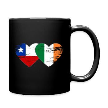 Chile Ireland flag heart used - Full Colour Mug - black - Right