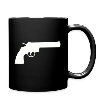 Minimalistische Revolver-Silhouette - Tasse einfarbig - Schwarz - Rechts