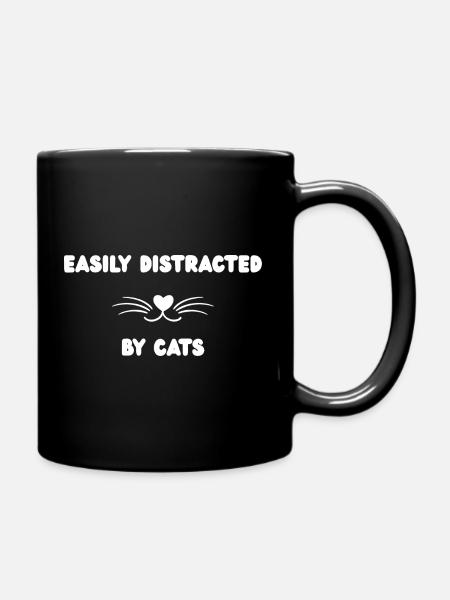 Schnurren lenkt ab Katzenhumor - Tasse einfarbig - Schwarz