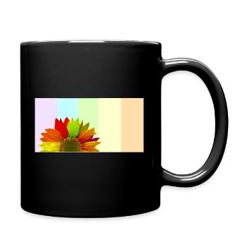 Colorful Rainbow Sunflower – Pastel Stripe Aesthet - Full Colour Mug - black - Right