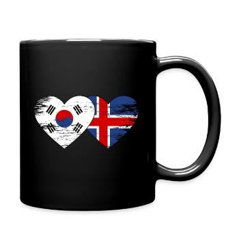 Corée du Sud, mains du drapeau islandais, forme de cœur utilisée - Mug uni - noir - Droite