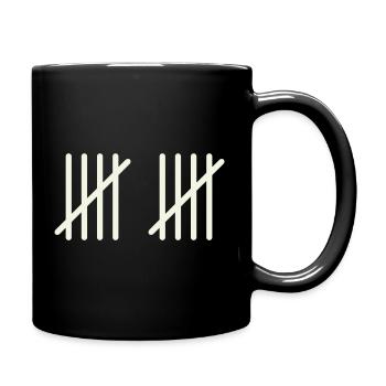 10 Striche - Tasse einfarbig - Schwarz - Rechts