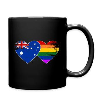 Australien Regenbogen Flagge Herz used - Tasse einfarbig - Schwarz - Rechts