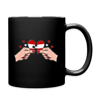 Österreich Frauenhände Herzpuzzle - Tasse einfarbig - Schwarz - Rechts