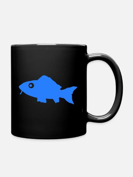 Blauer Fisch Silhouette - Tasse einfarbig - Schwarz