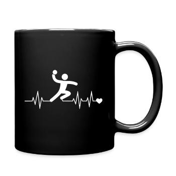 Herzlinie Handballer – Geschenk für Spieler - Tasse einfarbig - Schwarz - Rechts
