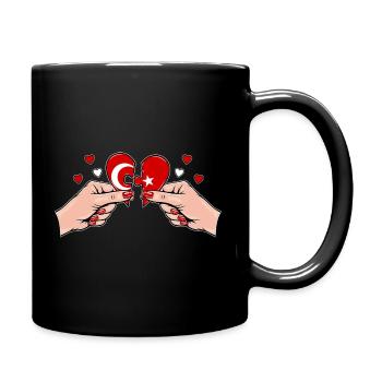 Türkei Frauenhände Herzpuzzle - Tasse einfarbig - Schwarz - Rechts
