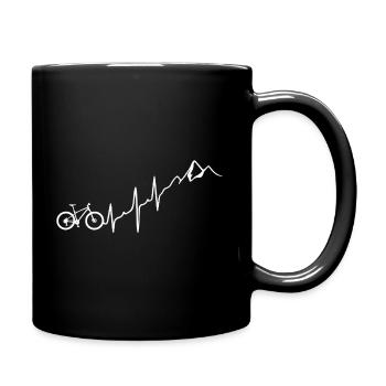 Fahrrad Herzschlag EKG Herzfrequenz - Tasse einfarbig - Schwarz - Rechts
