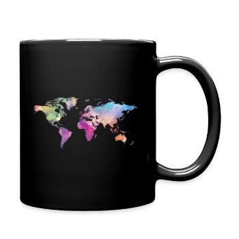 Map of the World - Watercolor Look - Dark Shirts - Tasse einfarbig - Schwarz - Rechts