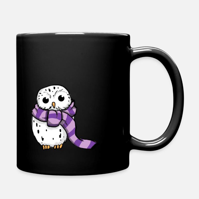 Schneeeule Lila - Tasse einfarbig - Schwarz