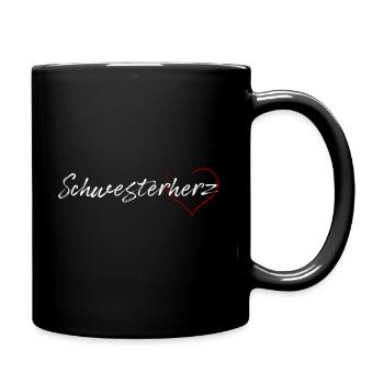 Schwesterherz - weiss - Tasse einfarbig - Schwarz - Rechts