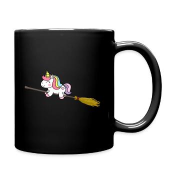 Licorne Unicorn Balai de sorcières voler cadeau enfant - Mug uni - noir - Droite