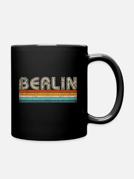 Berlin Hauptstadt Retro Streifen 70er 80er Jahre - Tasse einfarbig - Schwarz