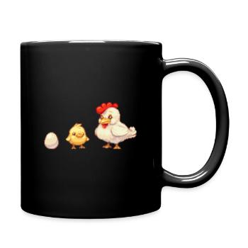 Egg, chick, chicken, pixel art - Full Colour Mug - black - Right