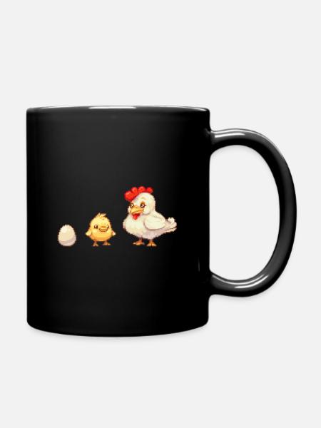 Ei, Küken, Huhn, Pixelkunst - Tasse einfarbig - Schwarz