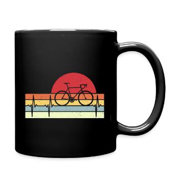 Herzschlag Rennrad Fahrrad Heartbeat Puls Retro - Tasse einfarbig - Schwarz - Rechts