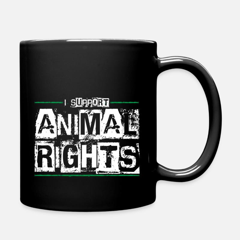 I SUPPORT ANIMAL RIGHTS - Full Colour Mug - black