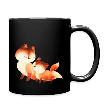 Renard renards foxy forêt animal famille - Mug uni - noir - Droite