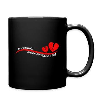 14 Februar Unabhängigkeitstag Valentinstag Spaß - Tasse einfarbig - Schwarz - Rechts