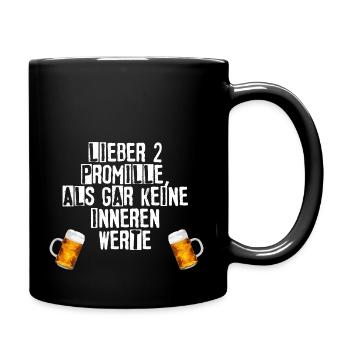 Lustiger Spruch - 2 Promille - Alkohol - Tasse einfarbig - Schwarz - Rechts