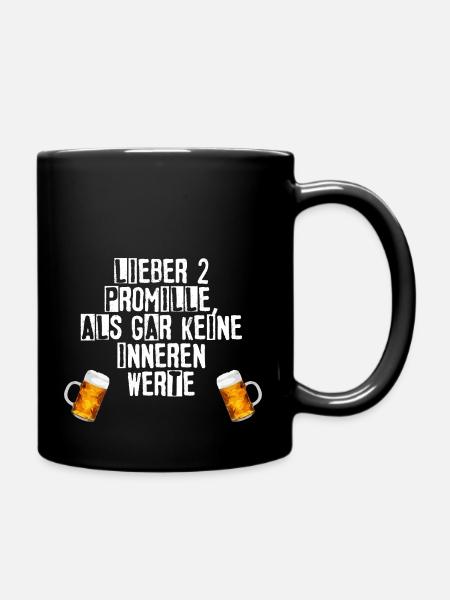 Lustiger Spruch - 2 Promille - Alkohol - Tasse einfarbig - Schwarz