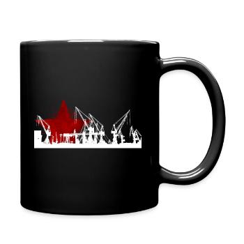 Hamburg Hafen roter Stern - Tasse einfarbig - Schwarz - Rechts