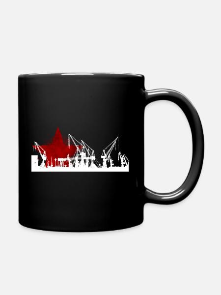 Hamburg Hafen roter Stern - Tasse einfarbig - Schwarz