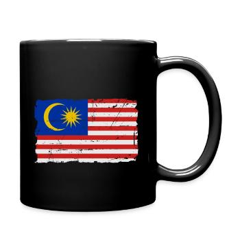 Flag of Malaysia - Malaysia Flag - Shabby look - Full Colour Mug - black - Right