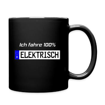 100 Prozent Elektrisch Kennzeichen - Tasse einfarbig - Schwarz - Rechts