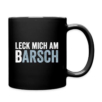 Leck mich am Barsch Lustiger Angler Spruch - Tasse einfarbig - Schwarz - Rechts