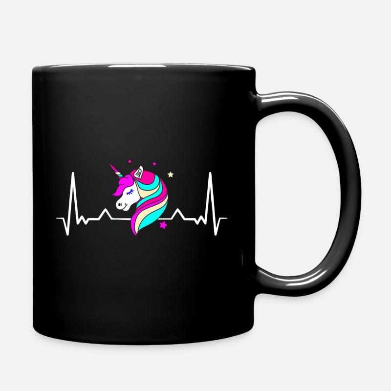 Einhorn Herzschlag - Tasse einfarbig - Schwarz