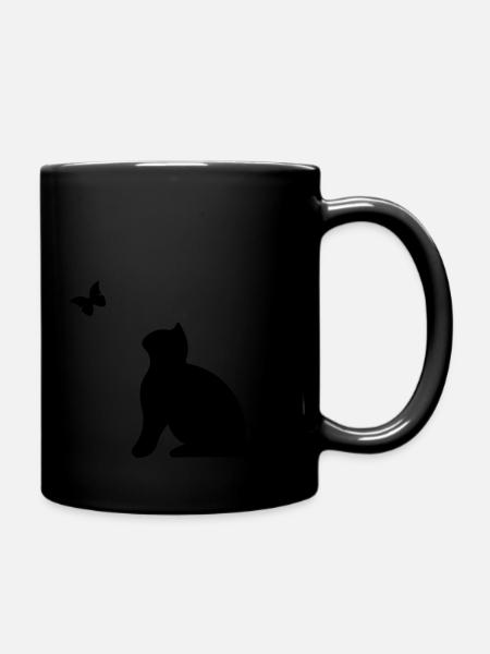 Katze - Tasse einfarbig - Schwarz