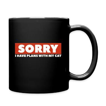 Katzenmensch/ Katze / Lustiger Katzenspruch - Tasse einfarbig - Schwarz - Rechts