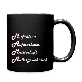 Mama | Mitfühlend Aufmerksam M. Außergewöhnlich - Tasse einfarbig - Schwarz - Rechts
