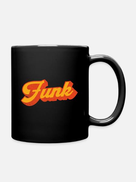 Funk Music in Yellow Orange - Full Colour Mug - black