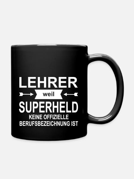 Lehrer Superheld - Tasse einfarbig - Schwarz