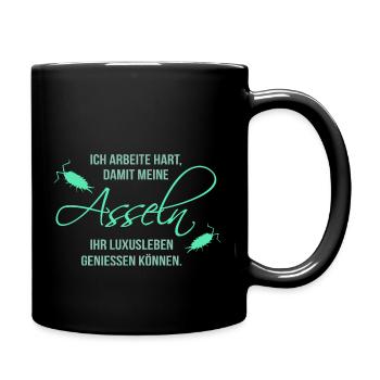 Harte Arbeit für Assel Luxusleben "mint" - Tasse einfarbig - Schwarz - Rechts