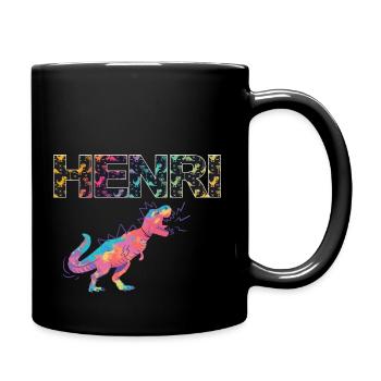 Henri - Schöner Jungen Name mit coolen Dinos - Tasse einfarbig - Schwarz - Rechts