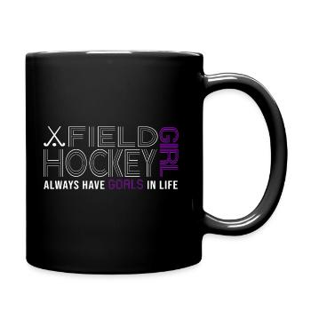 hockey girl 7m field hockey player team win - Full Colour Mug - black - Right