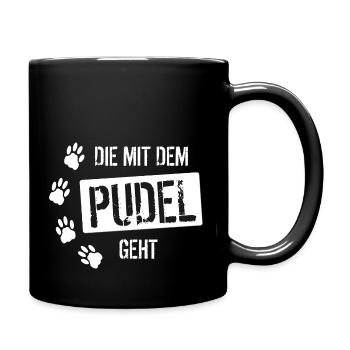 Die mit dem Pudel geht - Tasse einfarbig - Schwarz - Rechts