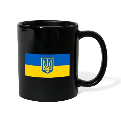 Ukraine Wappen auf Blau Gelb Flagge - Tasse einfarbig