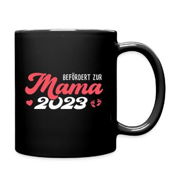 Werdende Mama 2023 Schwangerschaft verkünden - Tasse einfarbig - Schwarz - Rechts