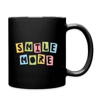 SMILE MORE paper cut font colorful typography - Full Colour Mug - black - Right