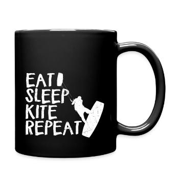Kiteboarding Kite Kiten - Eat Sleep Kite Kitesurfe - Tasse einfarbig - Schwarz - Rechts