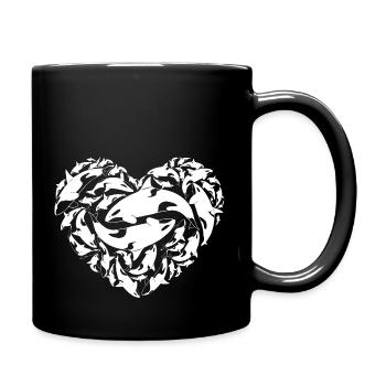 Orca Whale Heart - Tasse einfarbig - Schwarz - Rechts