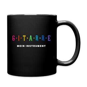 Gitarre - Mein Instrument - Bunte Buchstaben - Tasse einfarbig - Schwarz - Rechts