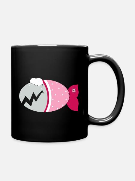 Kuschelfisch Zombiefisch rosa Mädchen - Tasse einfarbig - Schwarz