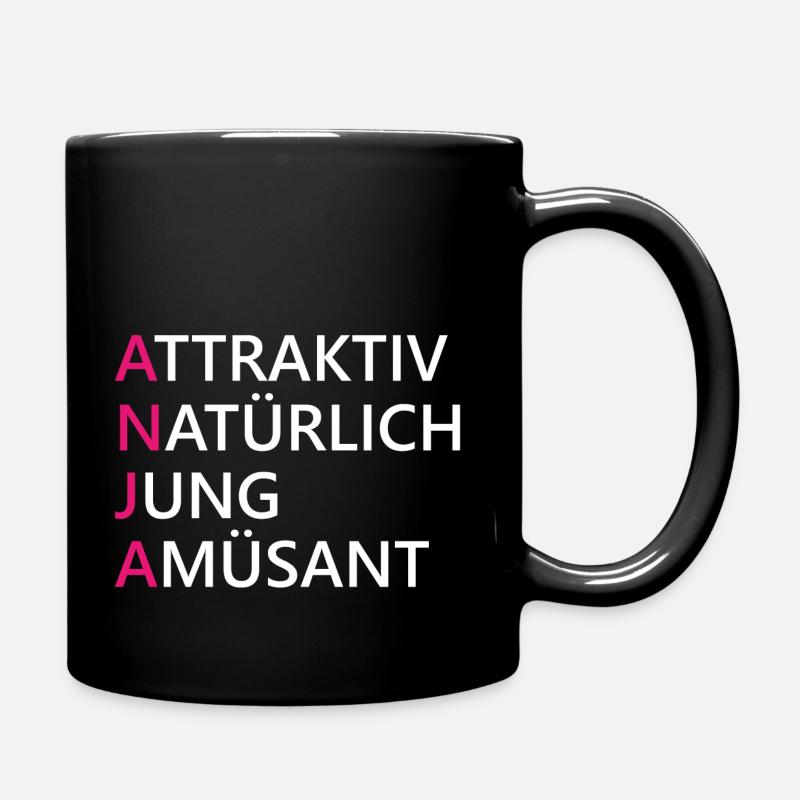 Anja Name Geschenk - Tasse einfarbig - Schwarz